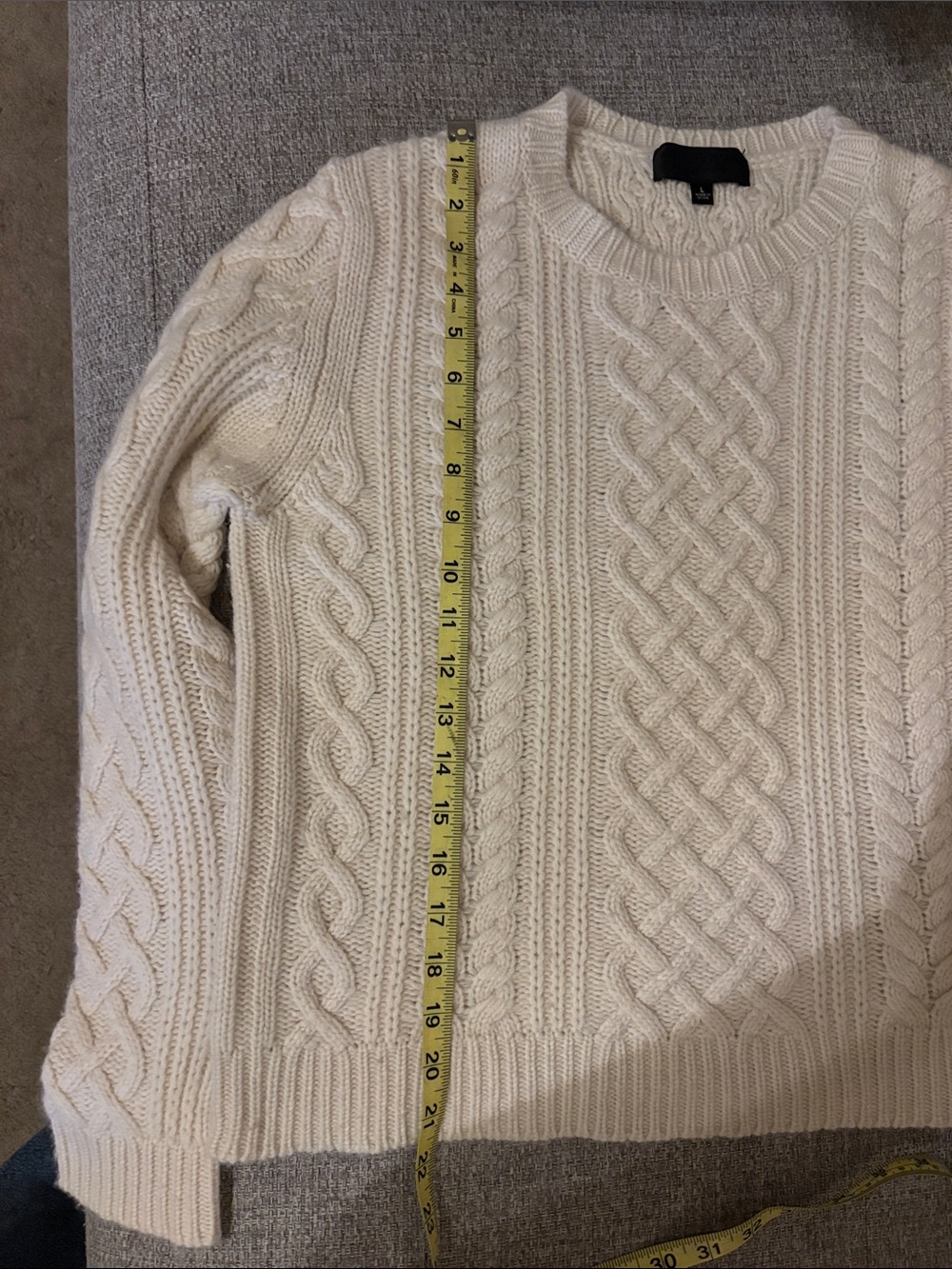 Nili Lotan Cream Cable Knit Crewneck Sweater - Picture 6 of 9